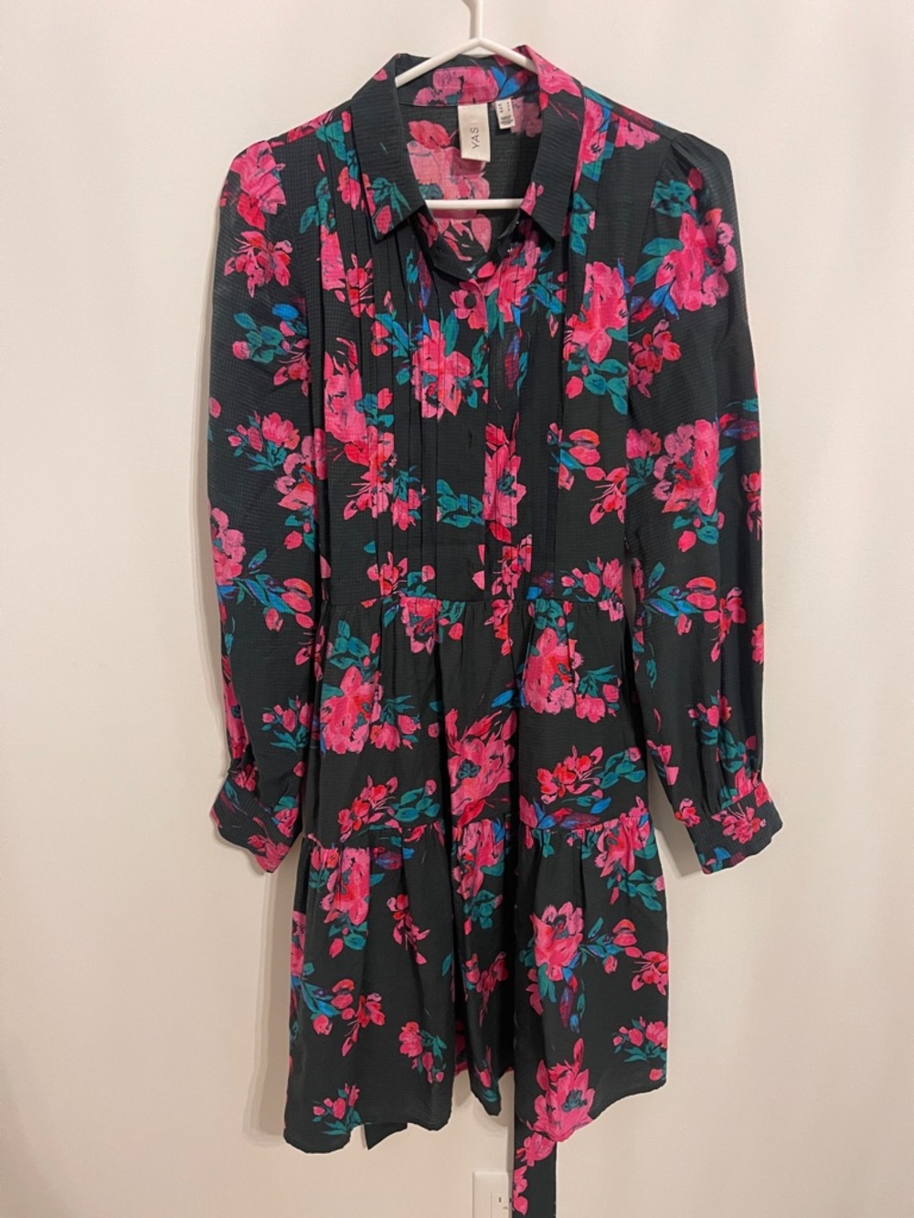 W5 Pink Floral Long Sleeve Tiered Dress